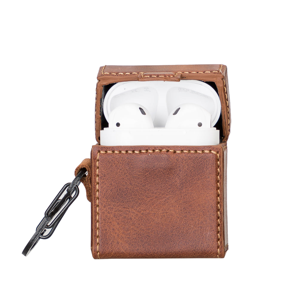 Luxury Brown Apple AirPods Case with Side Strap - Hardiston - 2