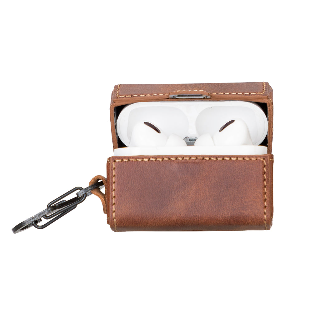 Luxury Brown Apple AirPods Pro Case with Side Strap - Hardiston - 2