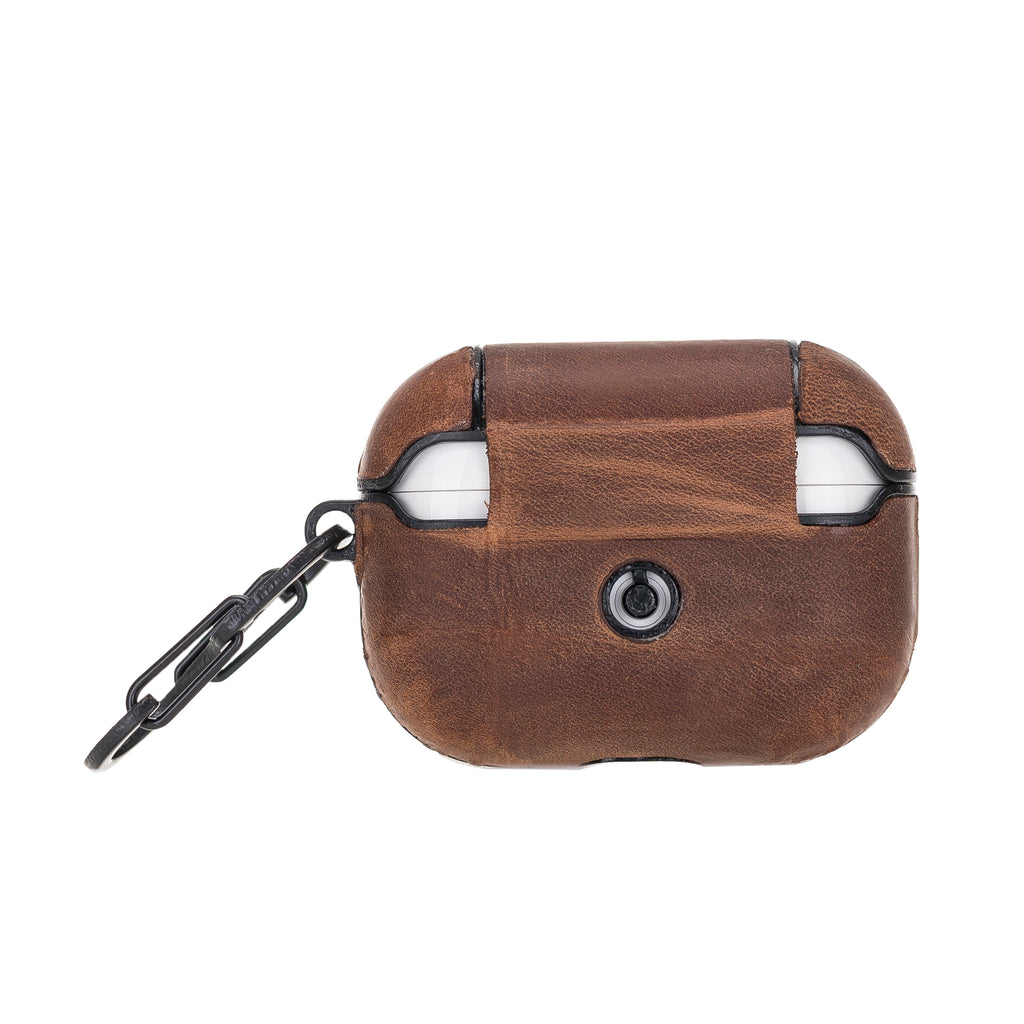 Luxury Brown Apple AirPods Pro Hard Case with Side Strap - Hardiston - 2