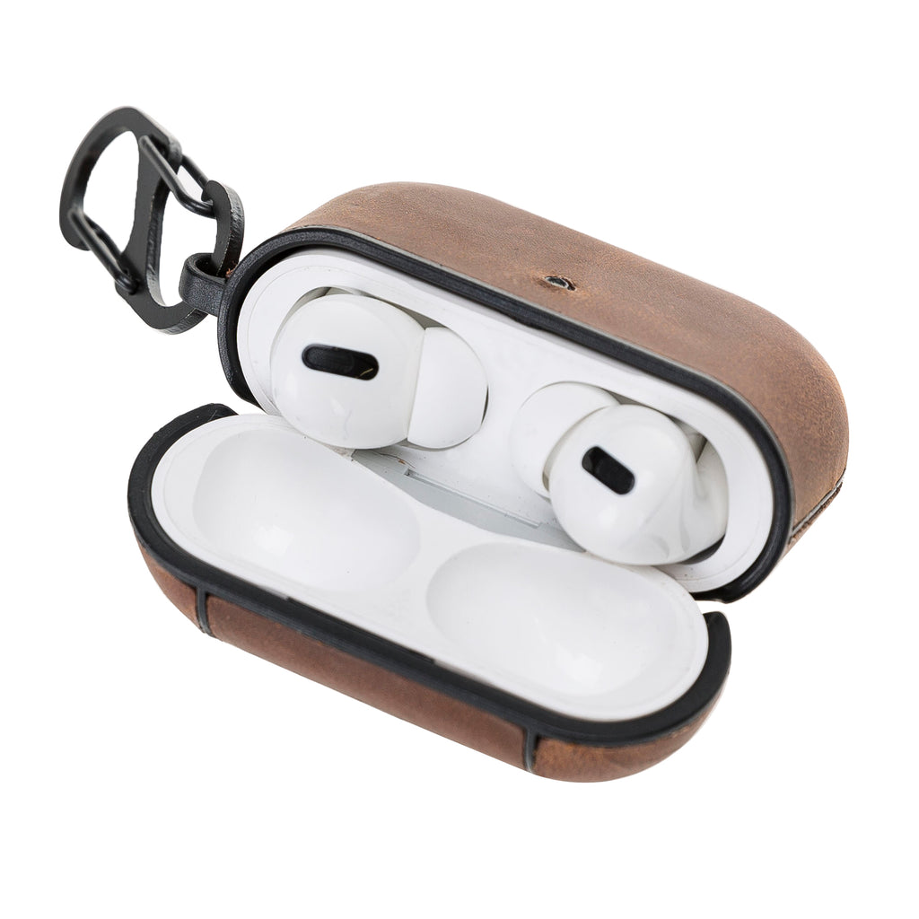 Luxury Brown Apple AirPods Pro Hard Case with Side Strap - Hardiston - 5