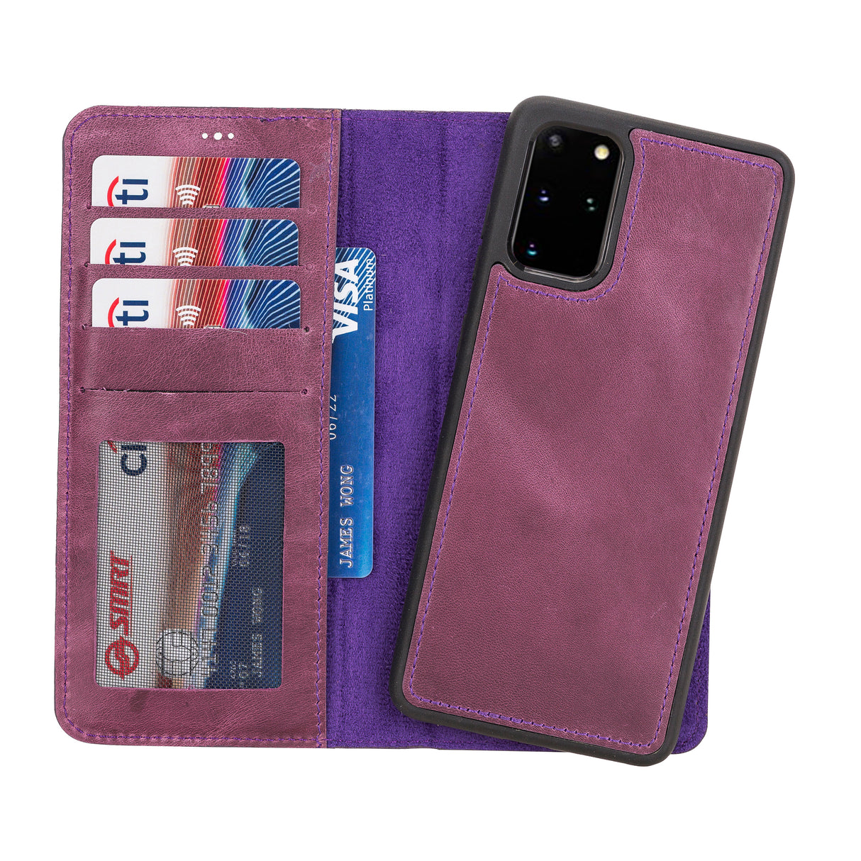Magnetic Detachable Leather Wallet Case with Card Holders for Samsung Galaxy S20 Plus