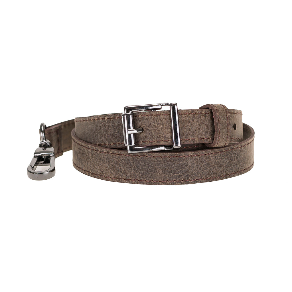 Mocha Luxury Leather Cross-body Strap Wristlet bag with Metal Clip - Hardiston - 1