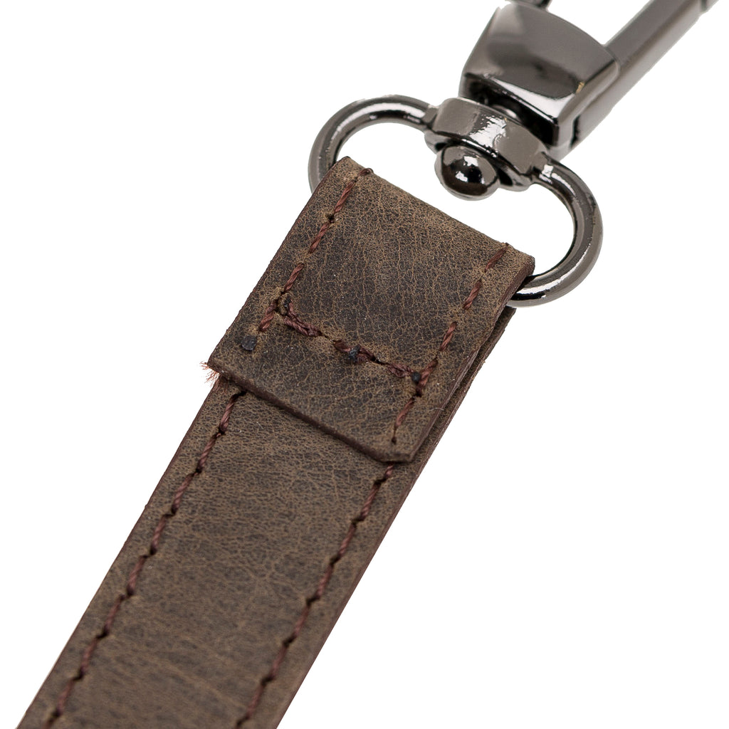 Mocha Luxury Leather Cross-body Strap Wristlet bag with Metal Clip - Hardiston - 5