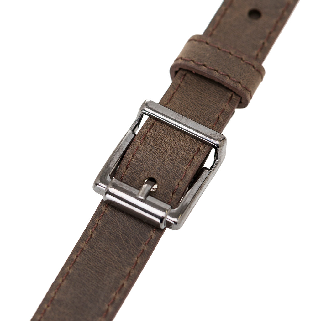 Mocha Luxury Leather Cross-body Strap Wristlet bag with Metal Clip - Hardiston - 6