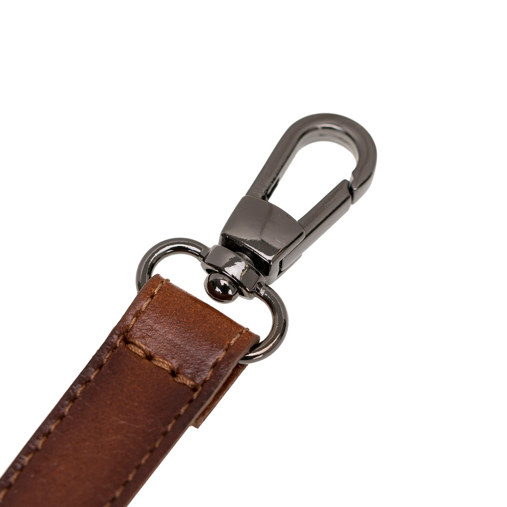 Russet Luxury Leather Cross-body Strap Wristlet bag with Metal Clip - Hardiston - 4