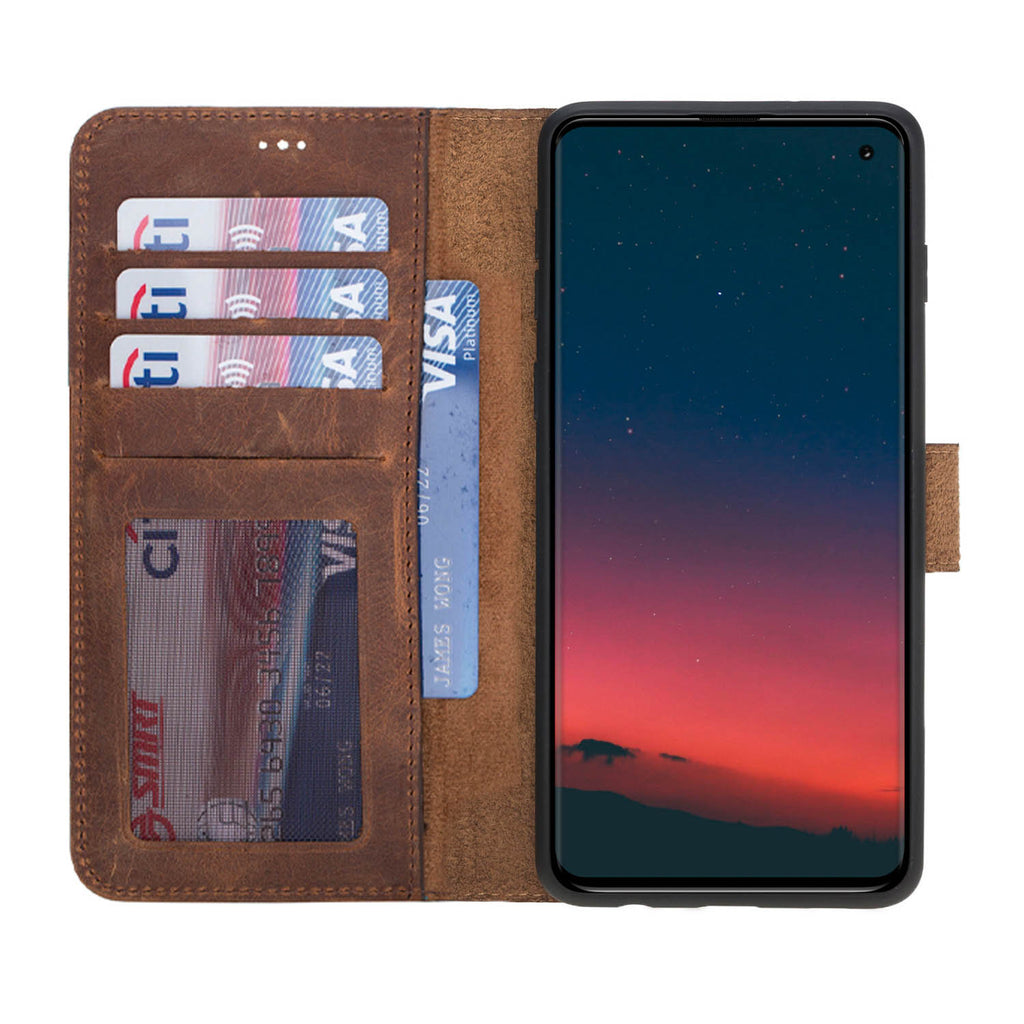 Samsung Galaxy S10 Amber Leather 2-in-1 Wallet Case with Card Holder - Hardiston - 2