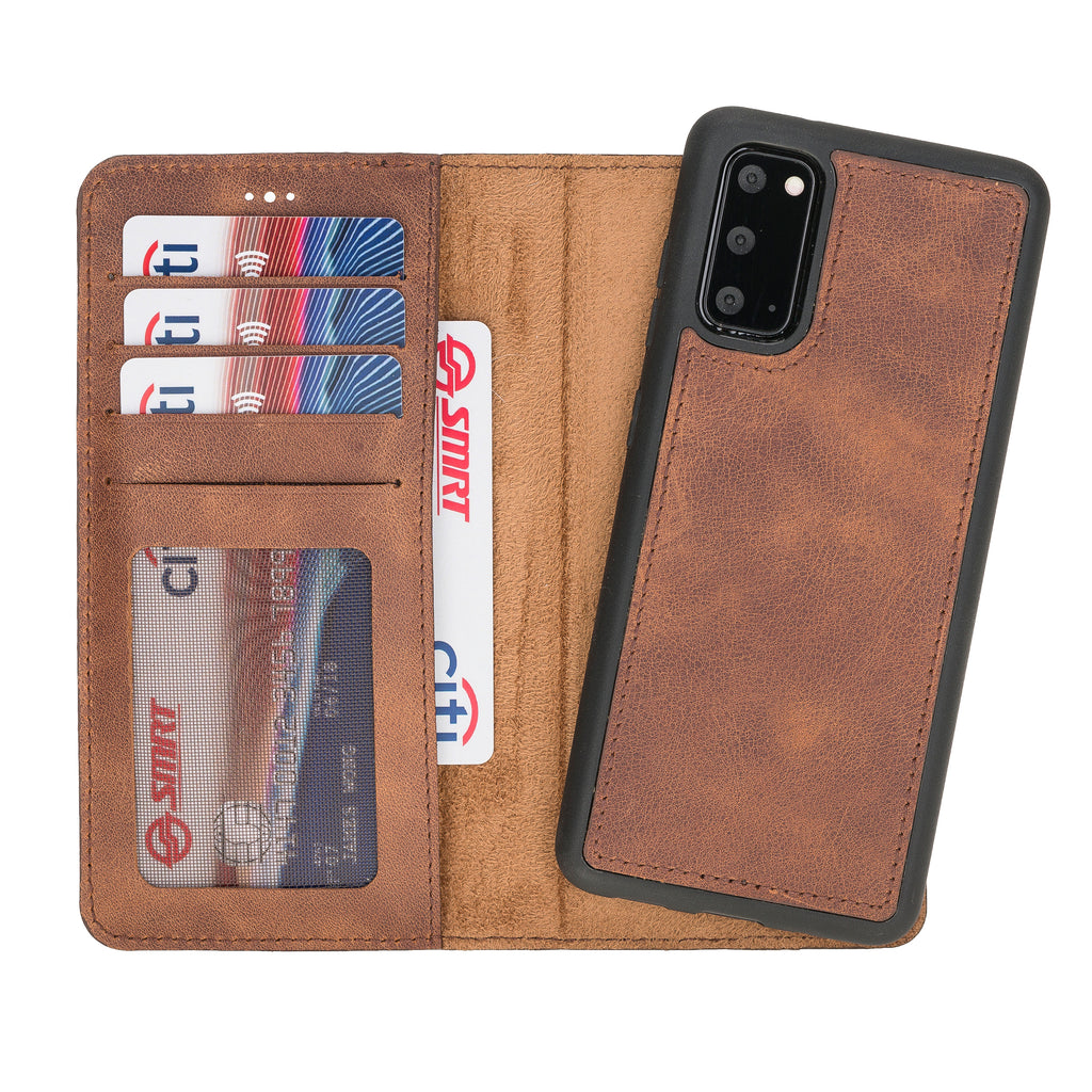 Samsung Galaxy S20 Brown Leather 2-in-1 Wallet Case with Card Holder - Hardiston - 1