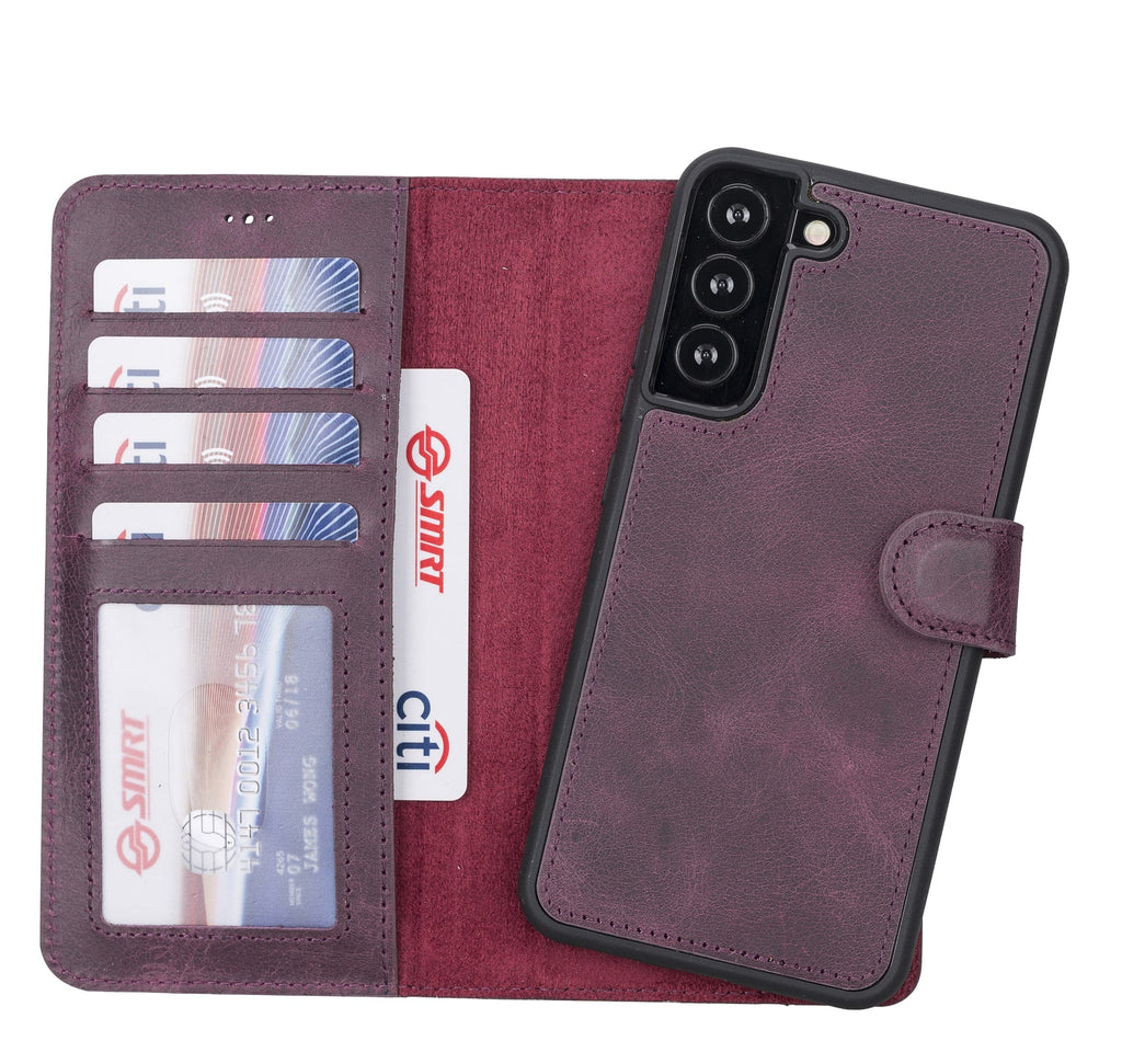 Samsung Galaxy S22+ Purple Leather 2-in-1 Wallet Case with Card Holder - Hardiston - 1