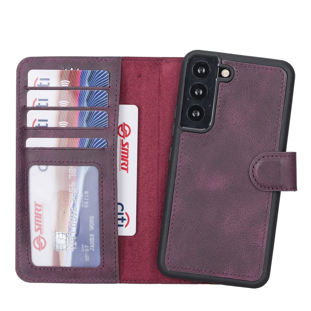 Samsung Galaxy S22 Purple Leather 2-in-1 Wallet Case with Card Holder - Hardiston - 1