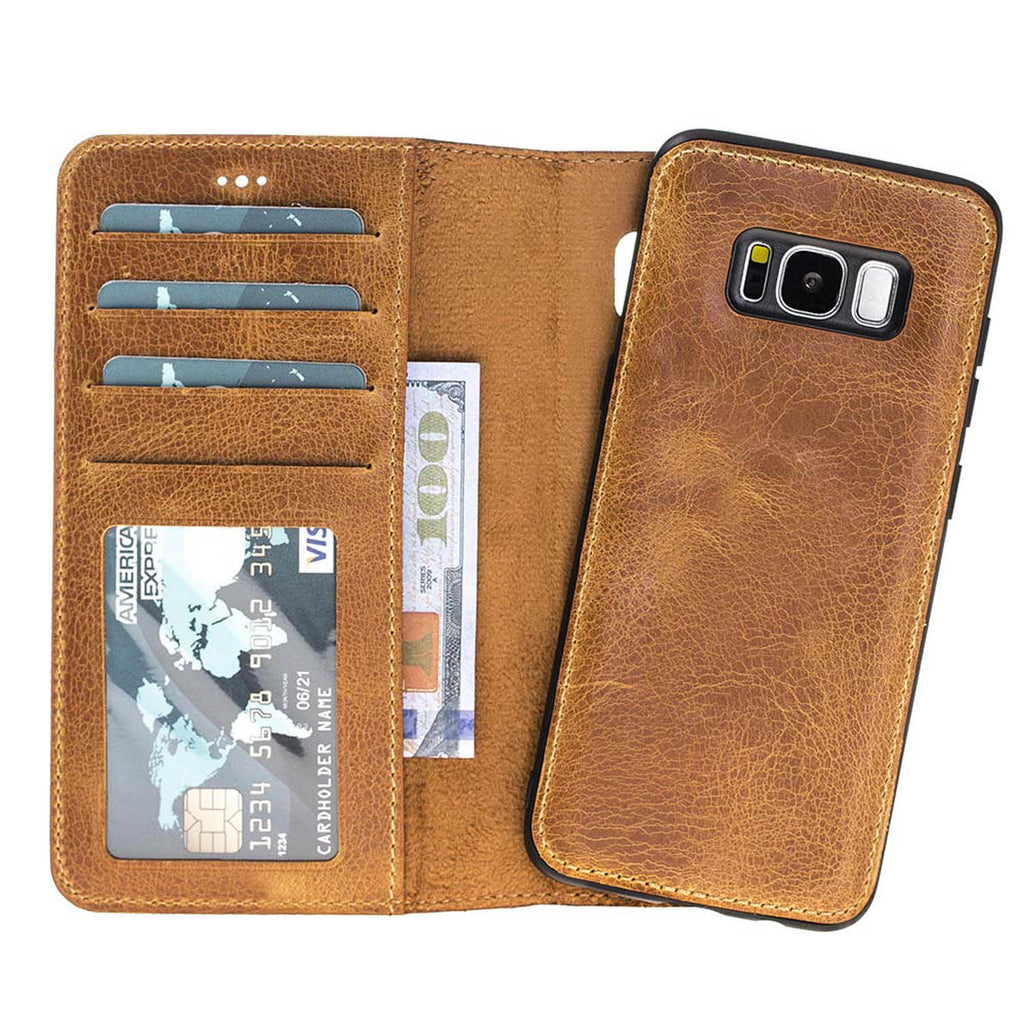 Samsung Galaxy S8 Amber Leather 2-in-1 Wallet Case with Card Holder - Hardiston - 1