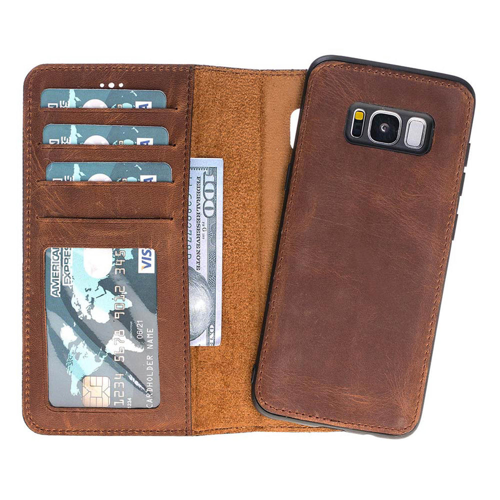 Samsung Galaxy S8 Brown Leather 2-in-1 Wallet Case with Card Holder - Hardiston - 1