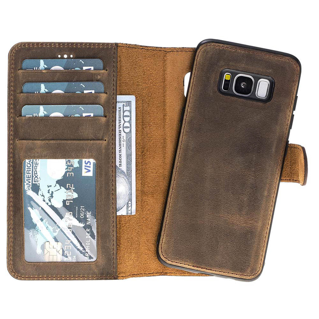 Samsung Galaxy S8 Camel Leather 2-in-1 Wallet Case with Card Holder - Hardiston - 1