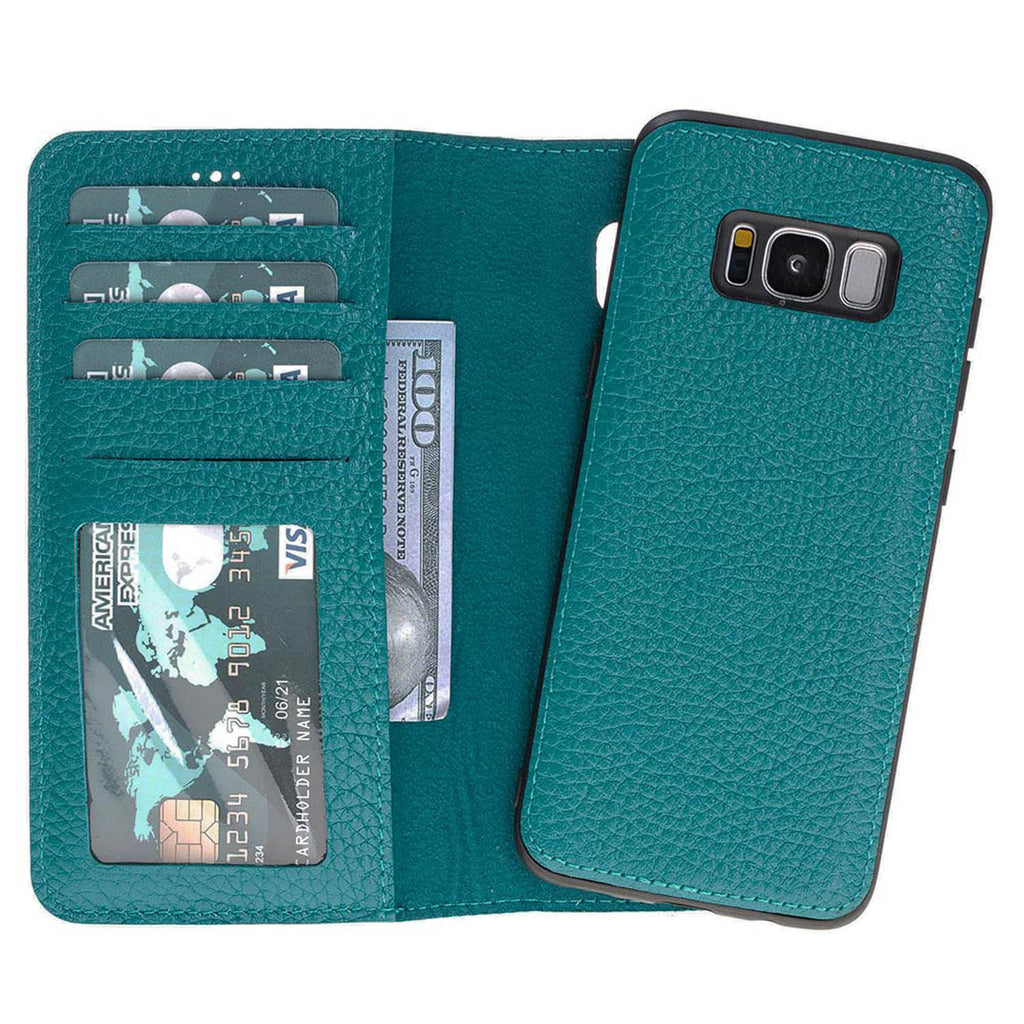 Samsung Galaxy S8 Green Leather 2-in-1 Wallet Case with Card Holder - Hardiston - 1