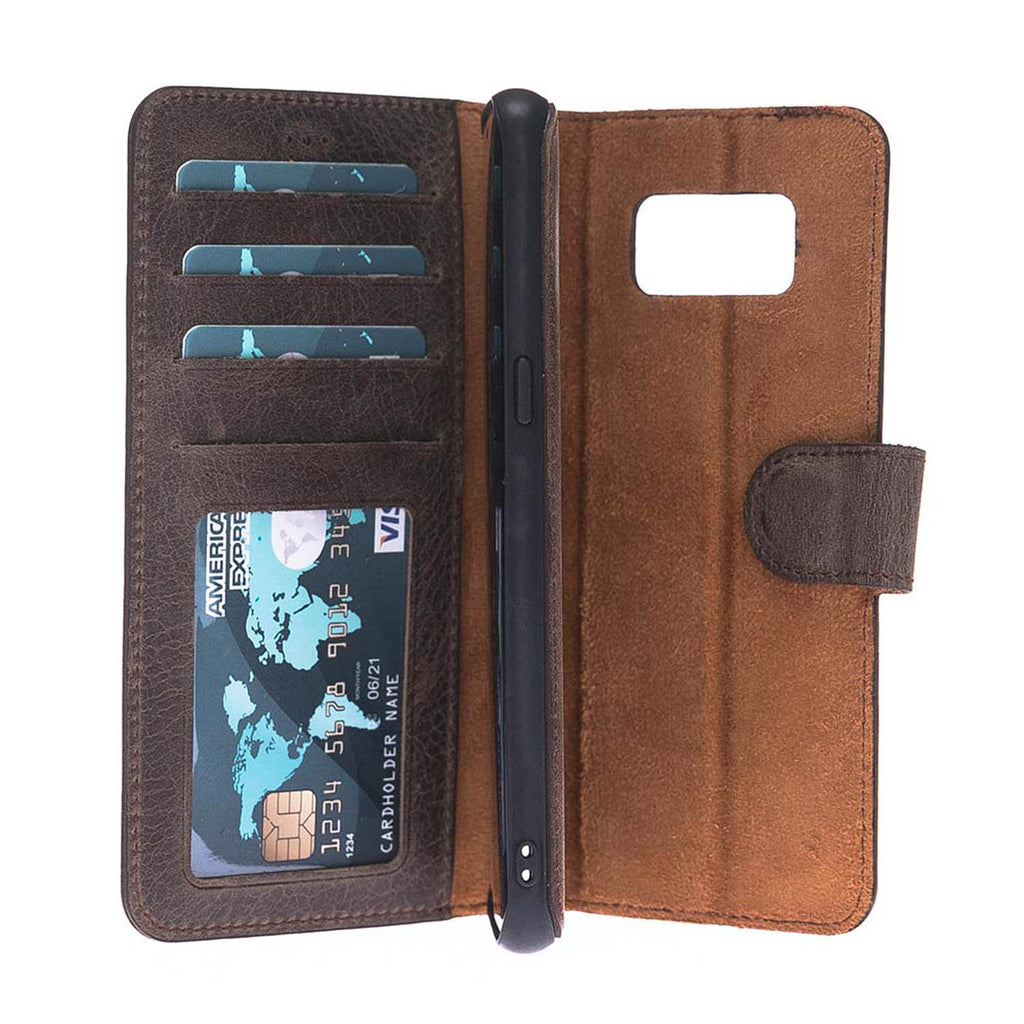 Samsung Galaxy S8 Mocha Leather 2-in-1 Wallet Case with Card Holder - Hardiston - 3