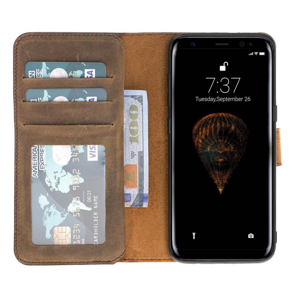 Samsung Galaxy S8+ Camel Leather Detachable Dual 2-in-1 Wallet Case with Card Holder - Hardiston - 2