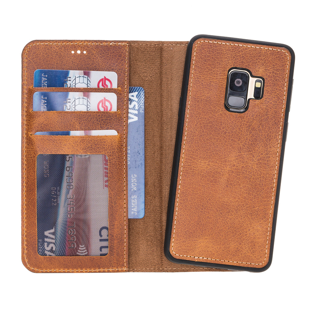 Samsung Galaxy S9 Amber Leather 2-in-1 Wallet Case with Card Holder - Hardiston - 1