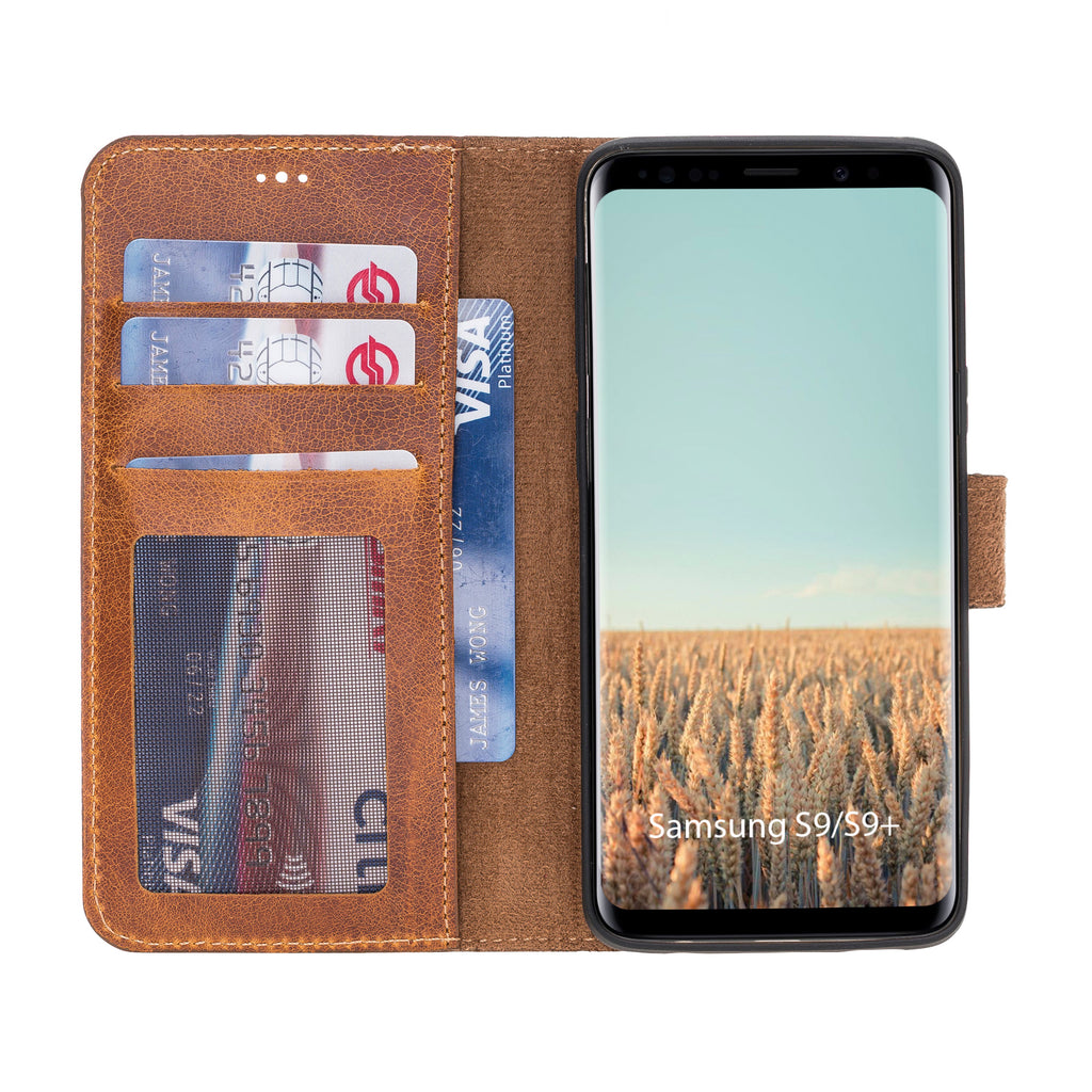 Samsung Galaxy S9 Amber Leather 2-in-1 Wallet Case with Card Holder - Hardiston - 2