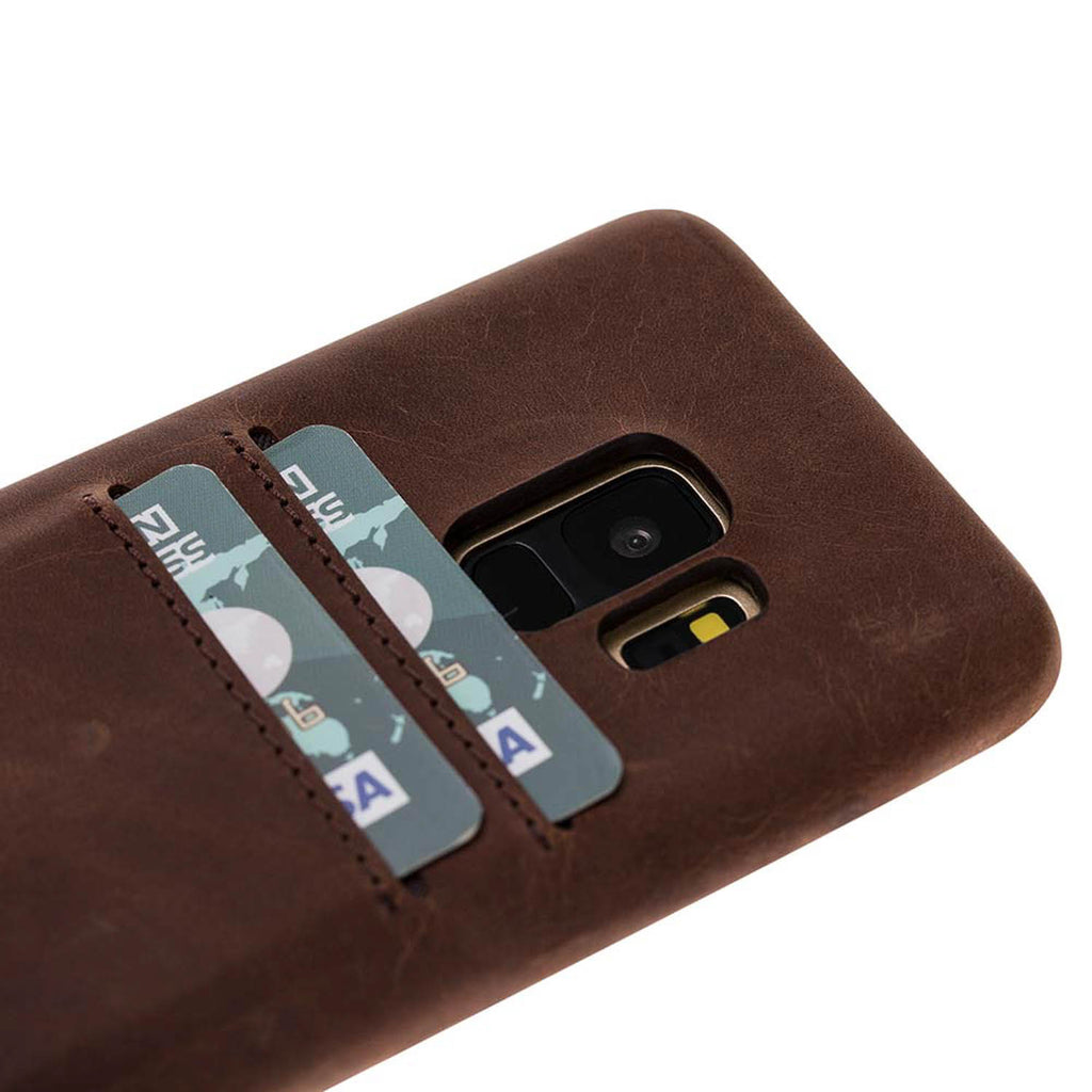 Samsung Galaxy S9 Brown Leather Snap-On Case with Card Holder - Hardiston - 5