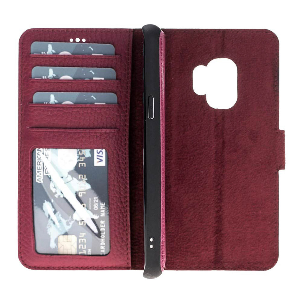 Samsung Galaxy S9 Burgundy Leather 2-in-1 Wallet Case with Card Holder - Hardiston - 3