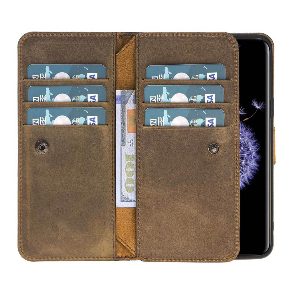 Samsung Galaxy S9 Camel Leather Detachable Dual 2-in-1 Wallet Case with Card Holder - Hardiston - 1
