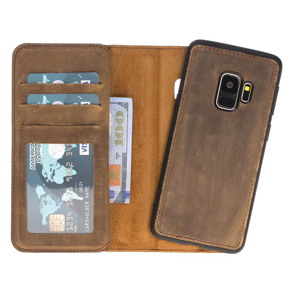 Samsung Galaxy S9 Camel Leather Detachable Dual 2-in-1 Wallet Case with Card Holder - Hardiston - 2