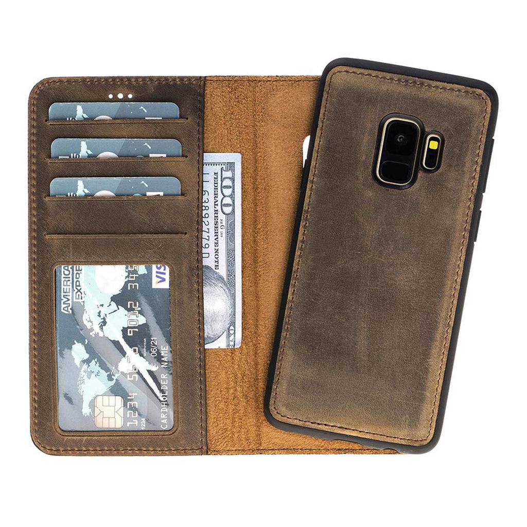 Samsung Galaxy S9 Camel Leather 2-in-1 Wallet Case with Card Holder - Hardiston - 1