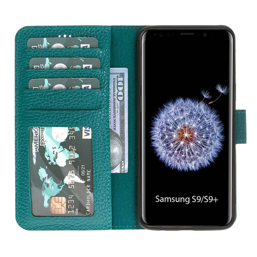 Samsung Galaxy S9 Green Leather 2-in-1 Wallet Case with Card Holder - Hardiston - 2