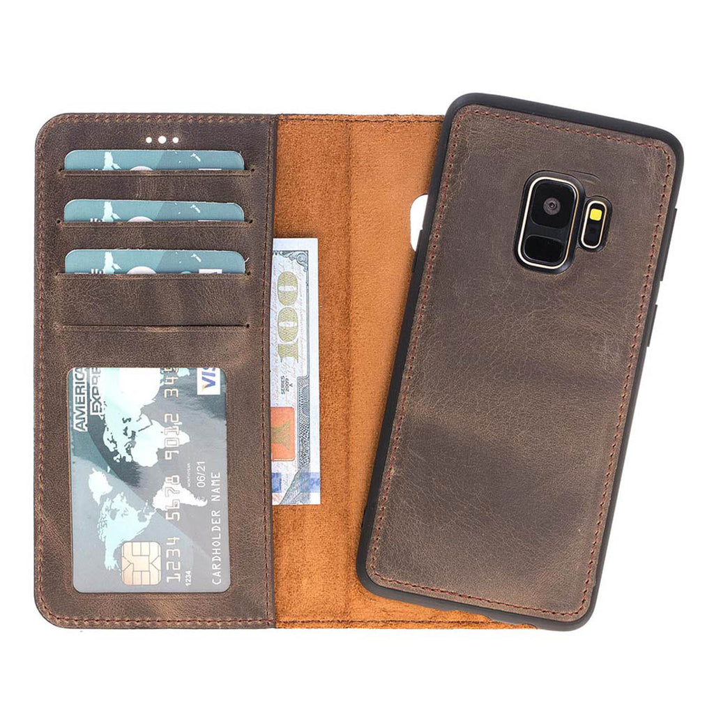 Samsung Galaxy S9 Mocha Leather 2-in-1 Wallet Case with Card Holder - Hardiston - 1
