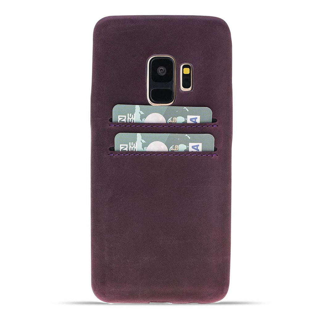 Samsung Galaxy S9 Purple Leather Snap-On Case with Card Holder - Hardiston - 1