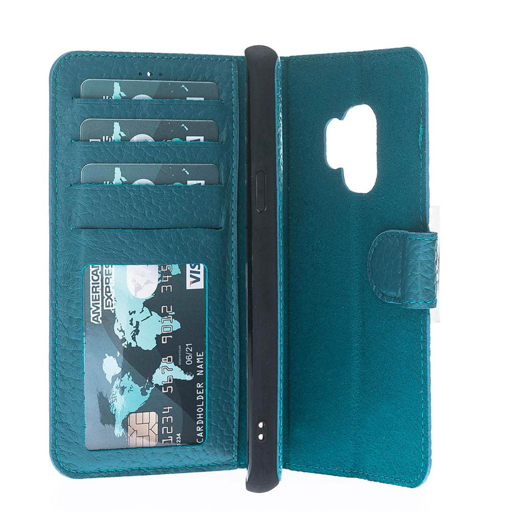 Samsung Galaxy S9 Turquoise Leather 2-in-1 Wallet Case with Card Holder - Hardiston - 3