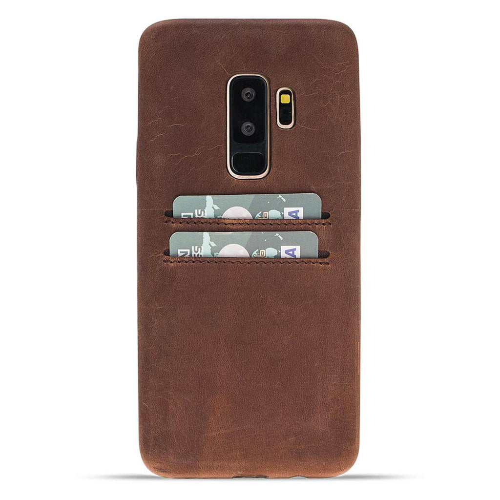 Samsung Galaxy S9+ Brown Leather Snap-On Case with Card Holder - Hardiston - 1
