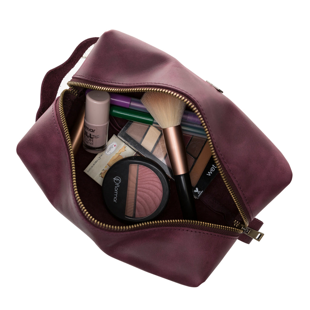 Leather Make-up & Accessories Bag