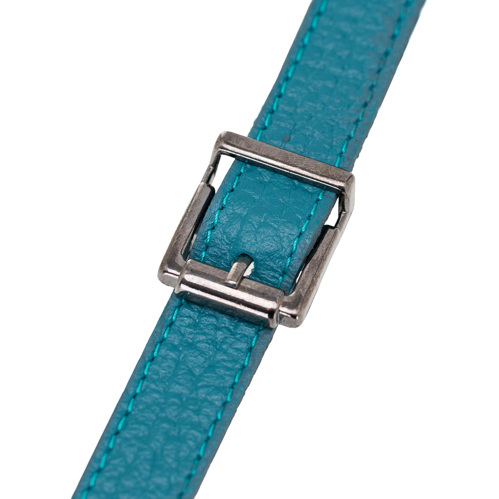 Turquoise Luxury Leather Cross-body Strap Wristlet bag with Metal Clip - Hardiston - 6