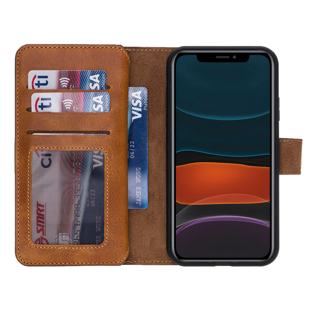 iPhone 11 Amber Leather Detachable Dual 2-in-1 Wallet Case with Card Holder - Hardiston - 4