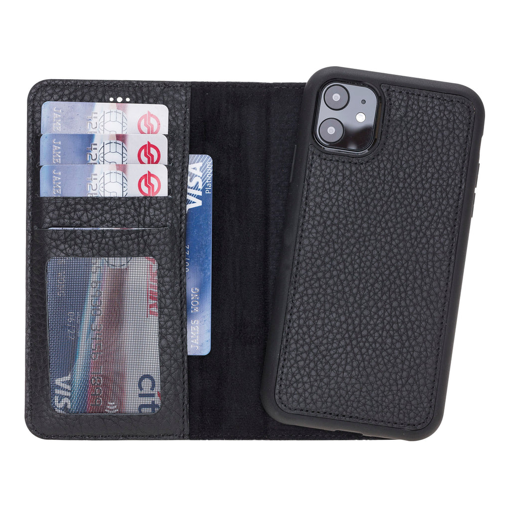 iPhone 11 Black Leather Detachable 2-in-1 Wallet Case with Card Holder - Hardiston - 1