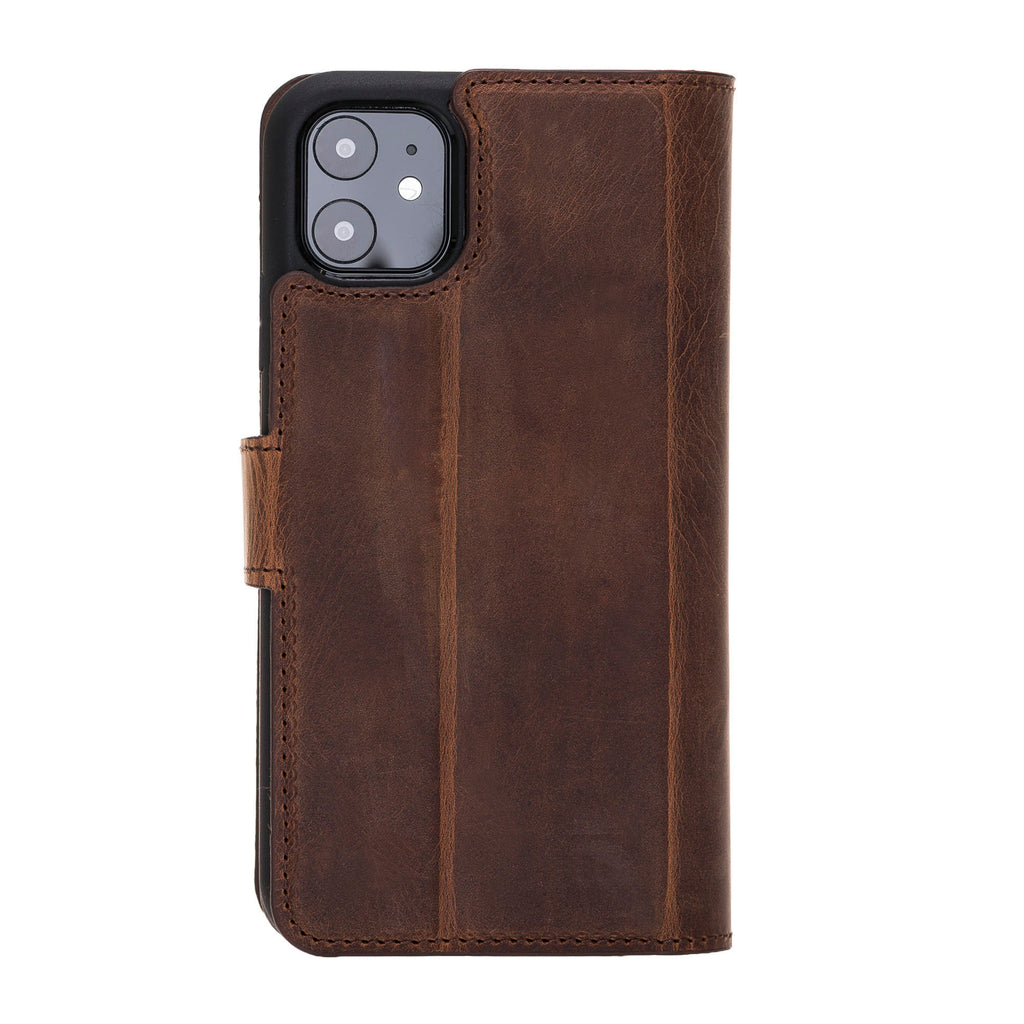 iPhone 11 Brown Leather Detachable Dual 2-in-1 Wallet Case with Card Holder - Hardiston - 6