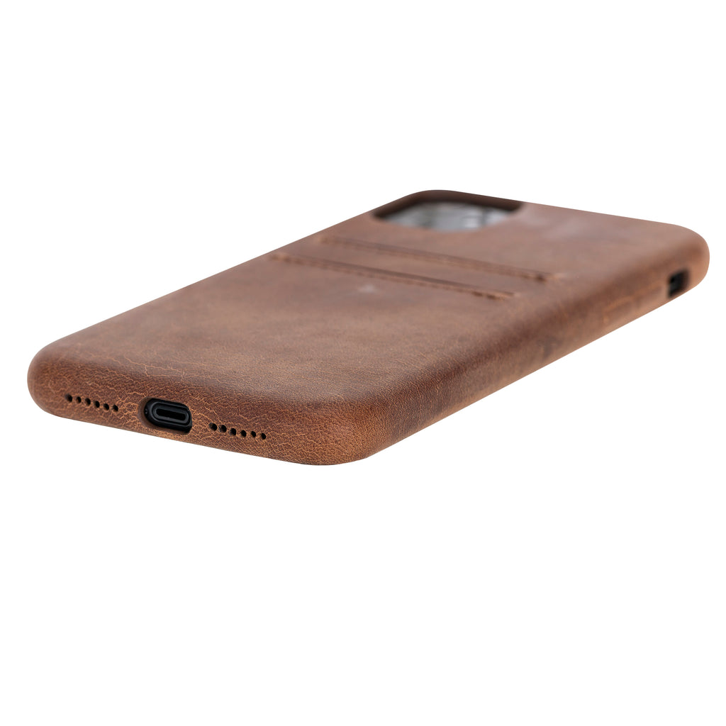 iPhone 11 Brown Leather Snap-On Case with Card Holder - Hardiston - 4
