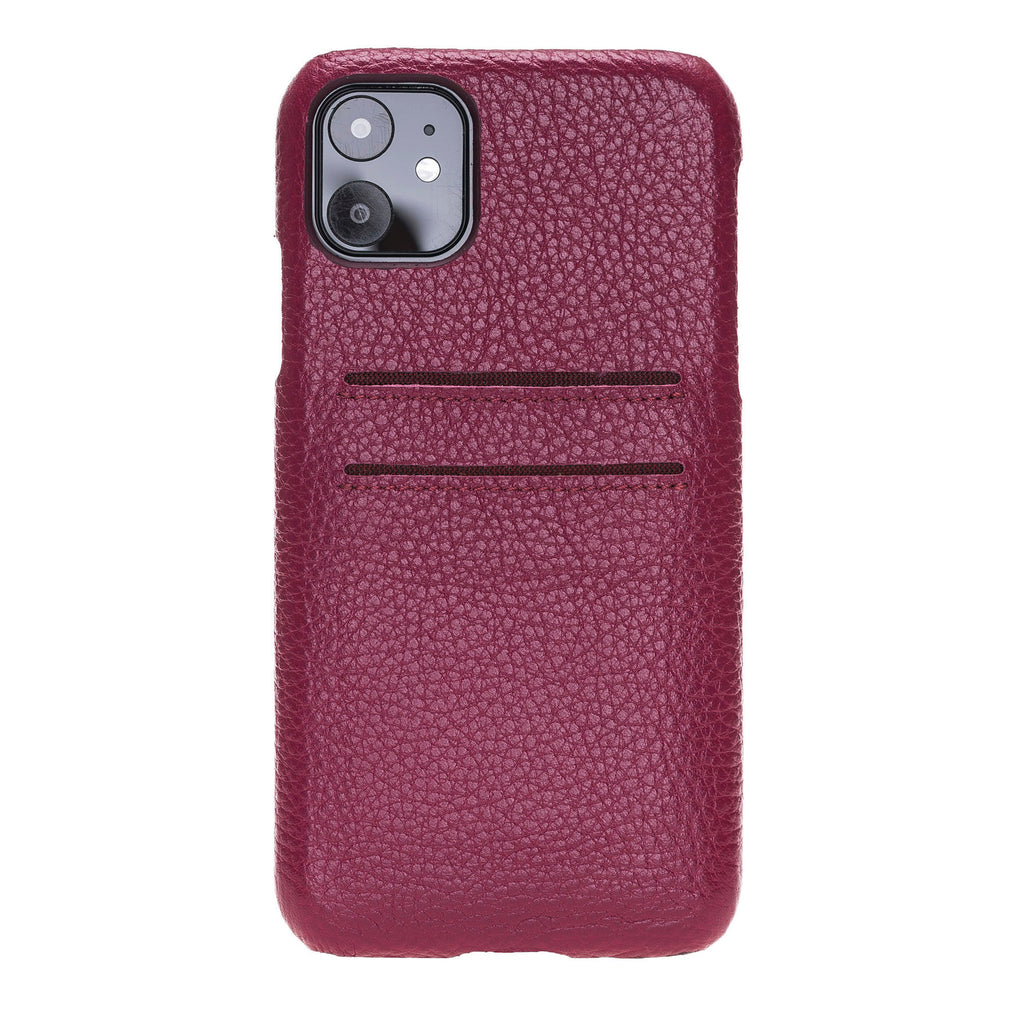 iPhone 11 Burgundy Leather Snap-On Case with Card Holder - Hardiston - 4