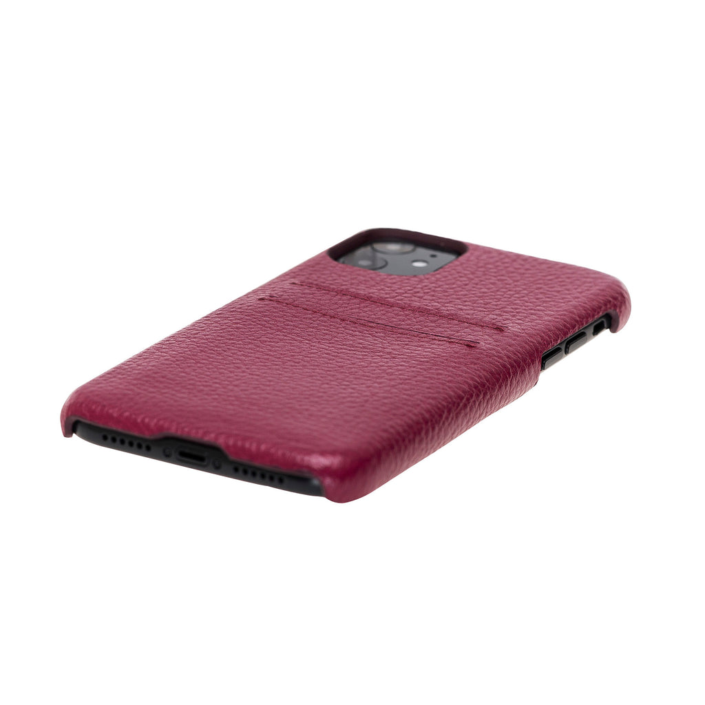iPhone 11 Burgundy Leather Snap-On Case with Card Holder - Hardiston - 6