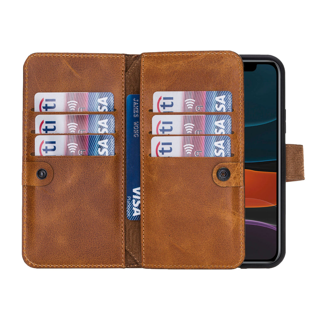 iPhone 11 Pro Amber Leather Detachable Dual 2-in-1 Wallet Case with Card Holder - Hardiston - 2