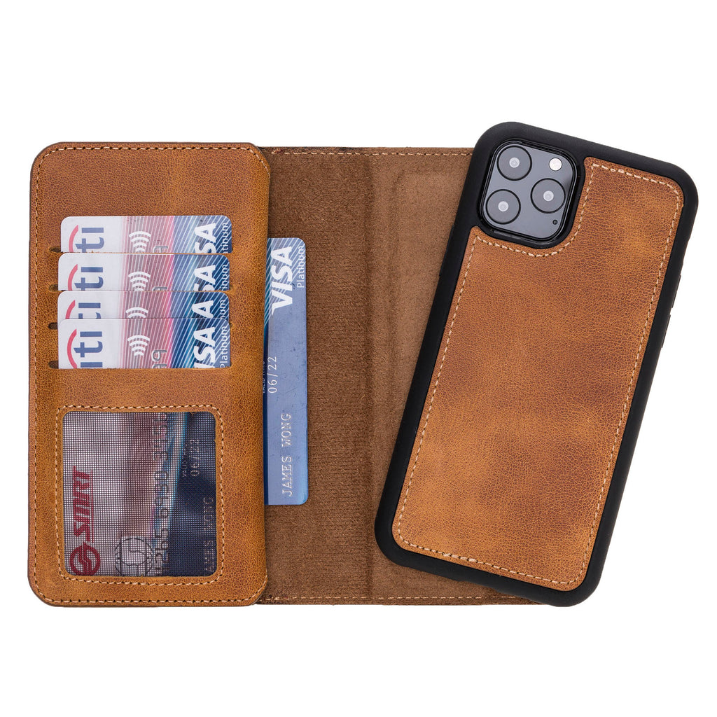 iPhone 11 Pro Amber Leather Detachable Dual 2-in-1 Wallet Case with Card Holder - Hardiston - 6