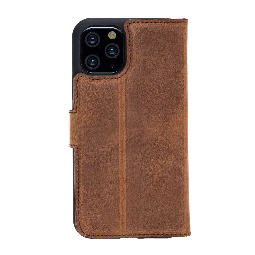 iPhone 11 Pro Brown Leather Detachable 2-in-1 Wallet Case with Card Holder - Hardiston - 4