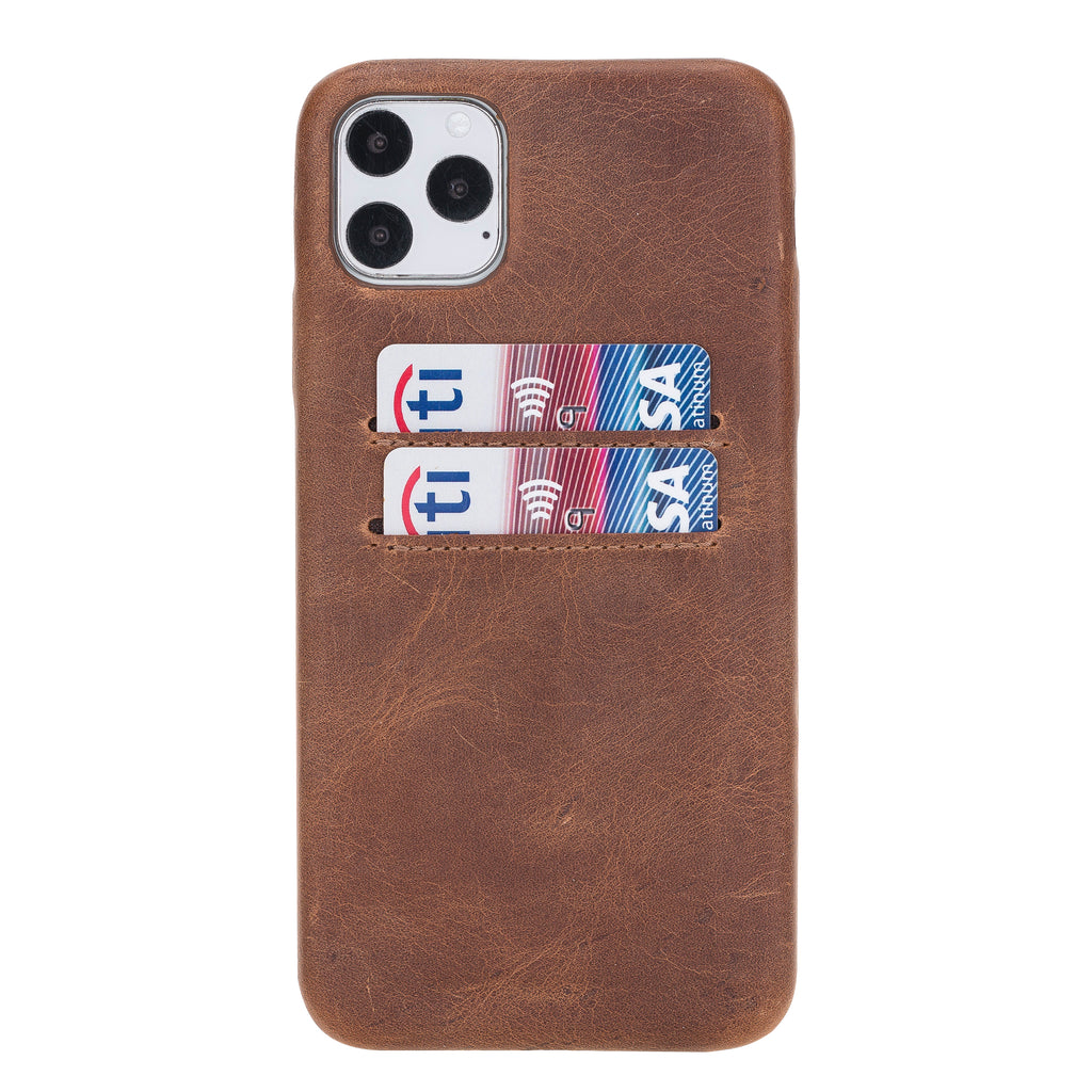 iPhone 11 Pro Max Brown Leather Snap-On Case with Card Holder - Hardiston - 1