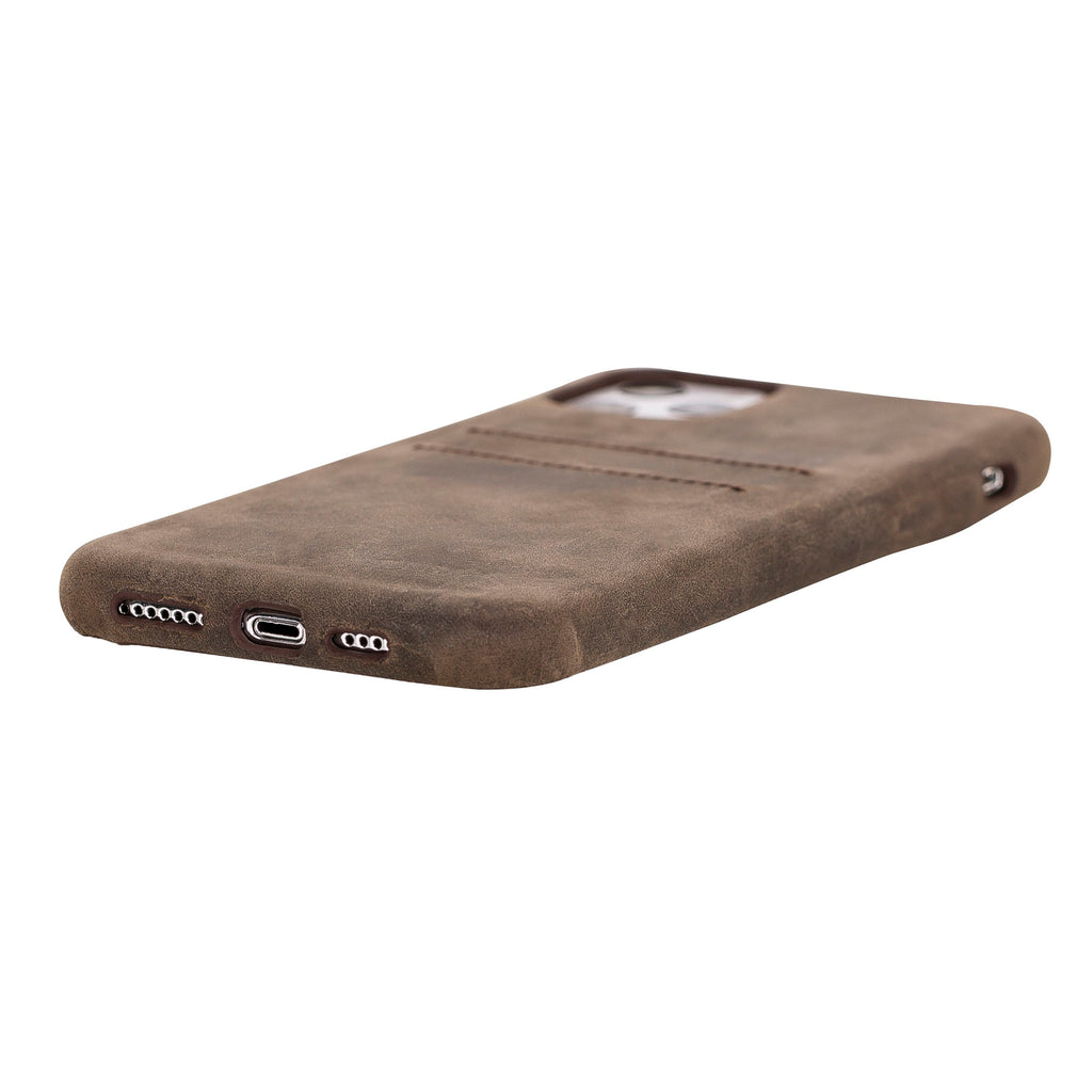 iPhone 11 Pro Max Mocha Leather Snap-On Case with Card Holder - Hardiston - 4