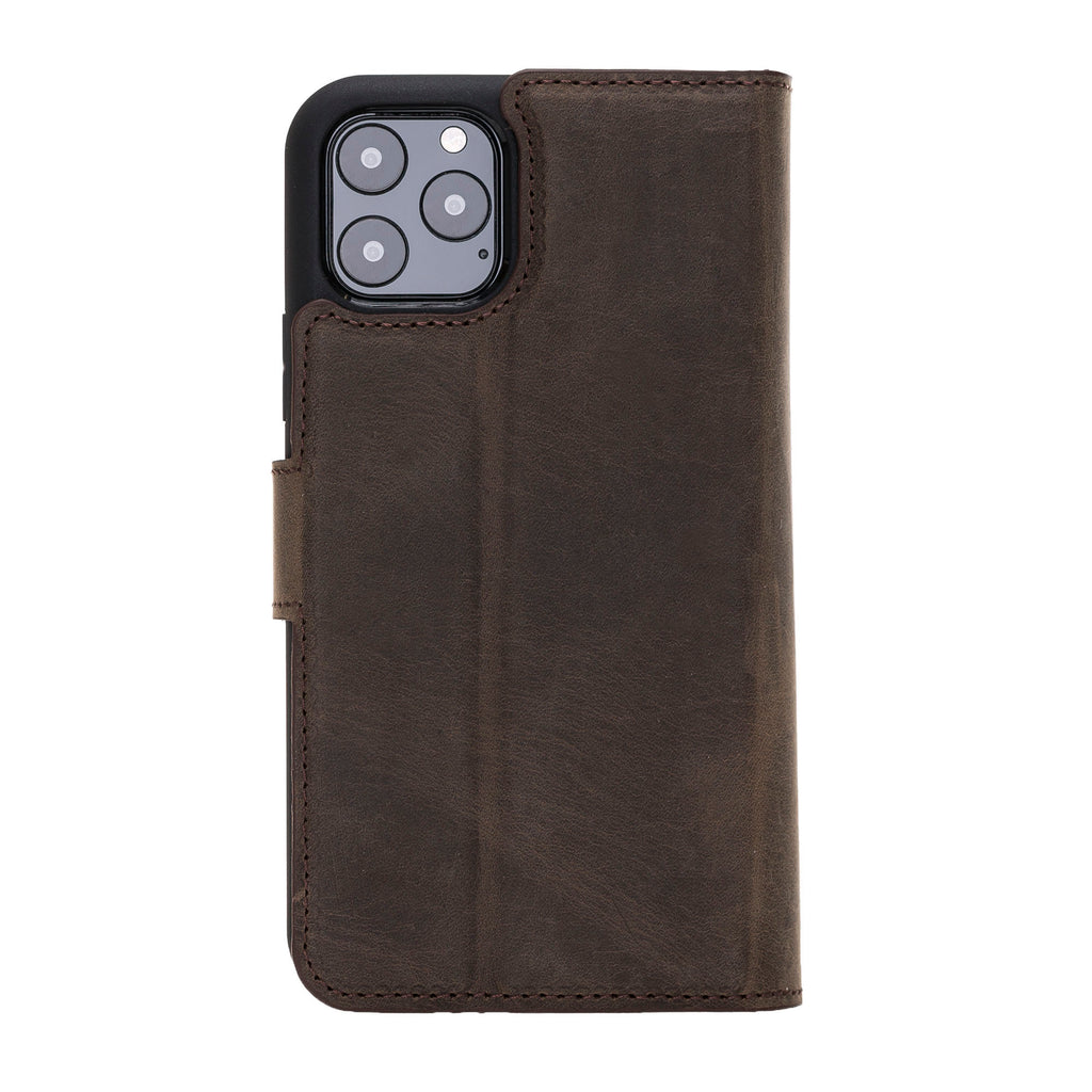 iPhone 11 Pro Mocha Leather Detachable Dual 2-in-1 Wallet Case with Card Holder - Hardiston - 4
