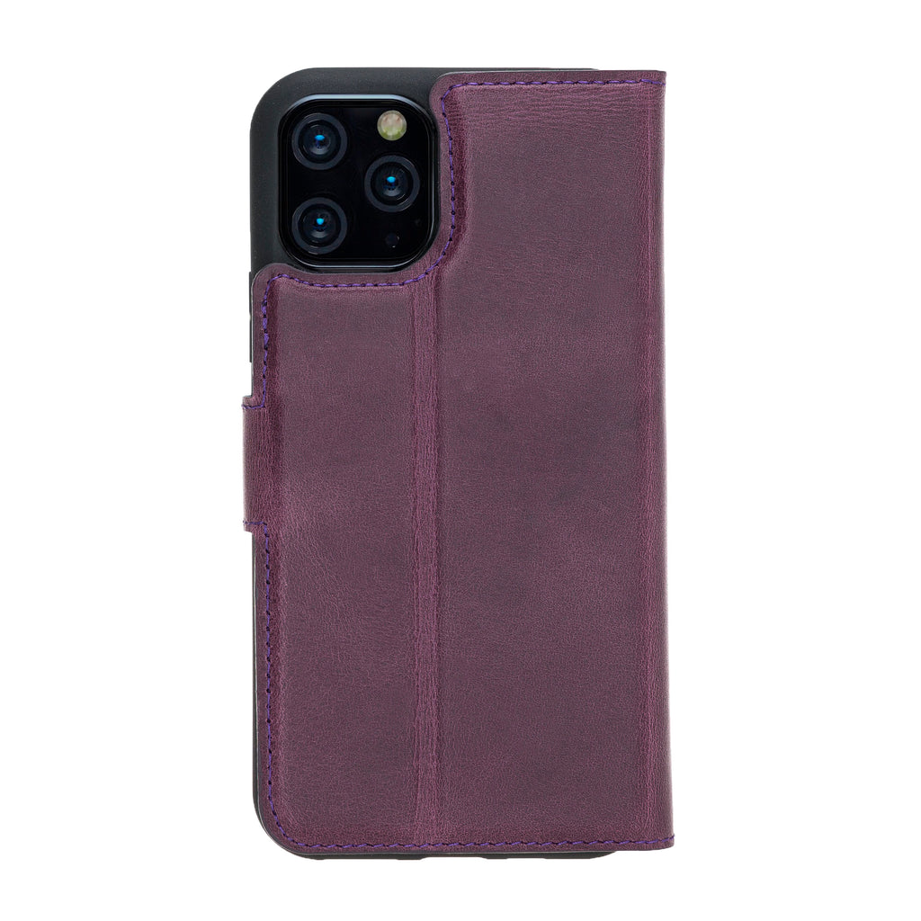 iPhone 11 Pro Purple Leather Detachable 2-in-1 Wallet Case with Card Holder - Hardiston - 4