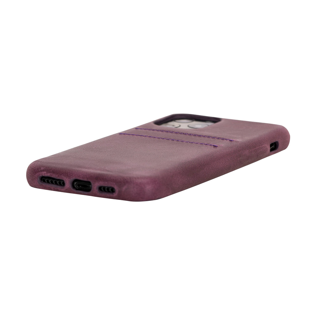iPhone 11 Pro Purple Leather Snap-On Case with Card Holder - Hardiston - 4