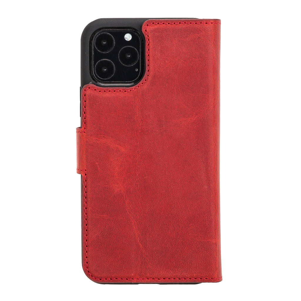 iPhone 11 Pro Red Leather Detachable 2-in-1 Wallet Case with Card Holder - Hardiston - 4