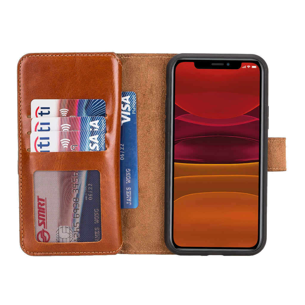 iPhone 11 Pro Russet Leather Detachable Dual 2-in-1 Wallet Case with Card Holder - Hardiston - 5