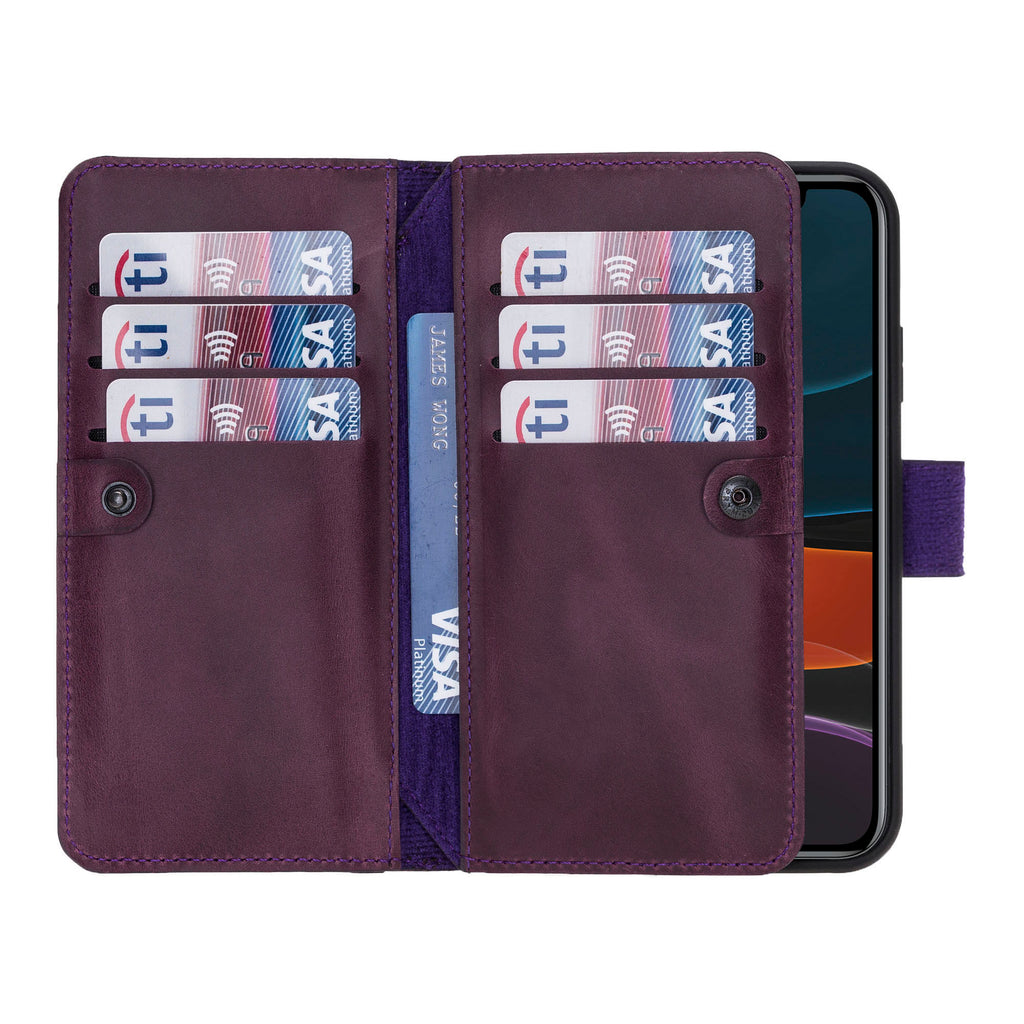iPhone 11 Purple Leather Detachable Dual 2-in-1 Wallet Case with Card Holder - Hardiston - 2